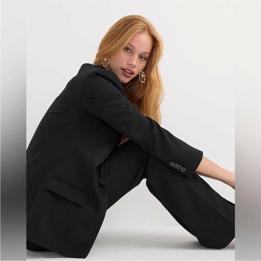 J Crew Willa Italian Wool Blend Black Suit Jacket Size 2 - Picture 4 of 16